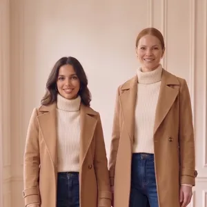 The two Bothfits stylists in matching camel coats